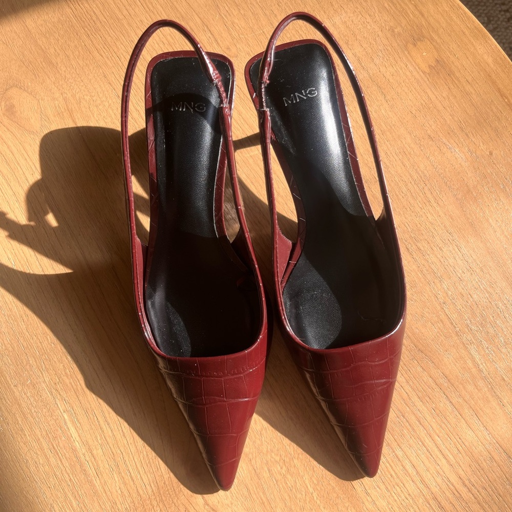 Mango Women's Burgundy Slingback Heels